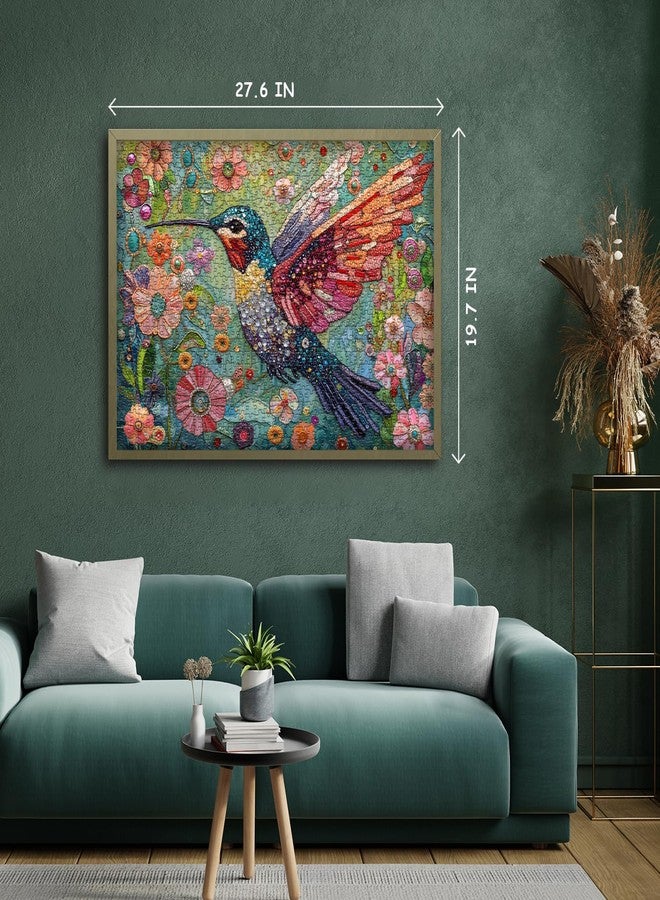 PICKFORU Hummingbird Puzzles for Adults 1000 Pieces, Nature Birds Flower Jewel Art Puzzle, Difficult Crystal Diamond Beautiful Garden Animals Jigsaw Puzzles, Colorful Floral Hard Challenging Puzzles for Adults - Image 4